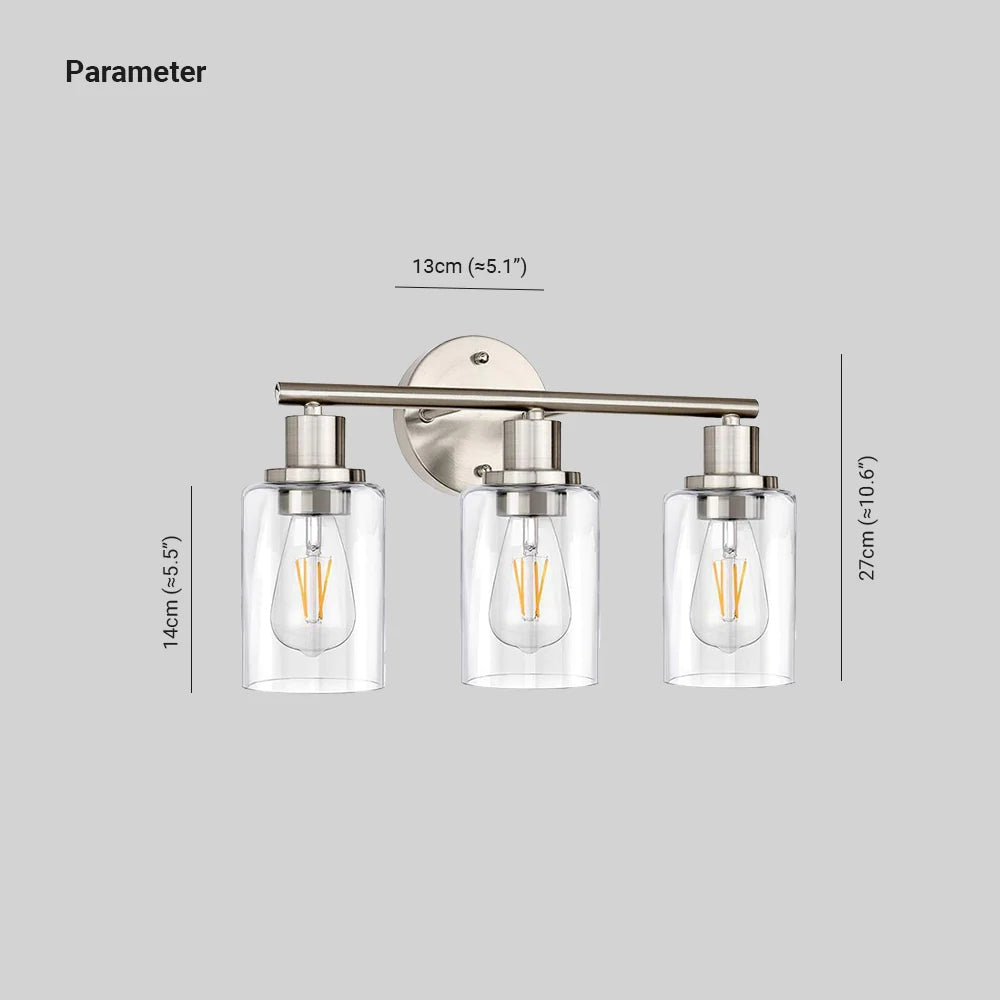 Silva Applique Murale Cylindrique Simple, Métal/Verre, Nickel, Salle de Bain - Neutralighting