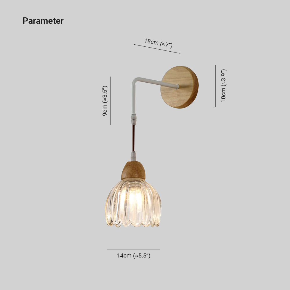 Arisha Applique Murale Fleur Moderne, Bois/Verre, Bois, Cuisine/Couloir - Neutralighting