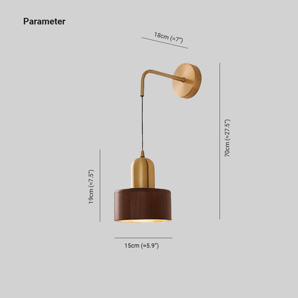 Muto Applique Murale Cylindrique Vintage, Métal/Bois, Salle de Bain - Neutralighting