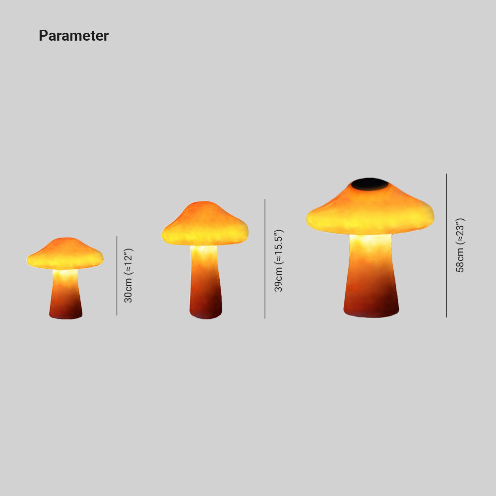 Ray Lampe Extérieure au sol Champignon Moderne, Résine, Orange, Cour