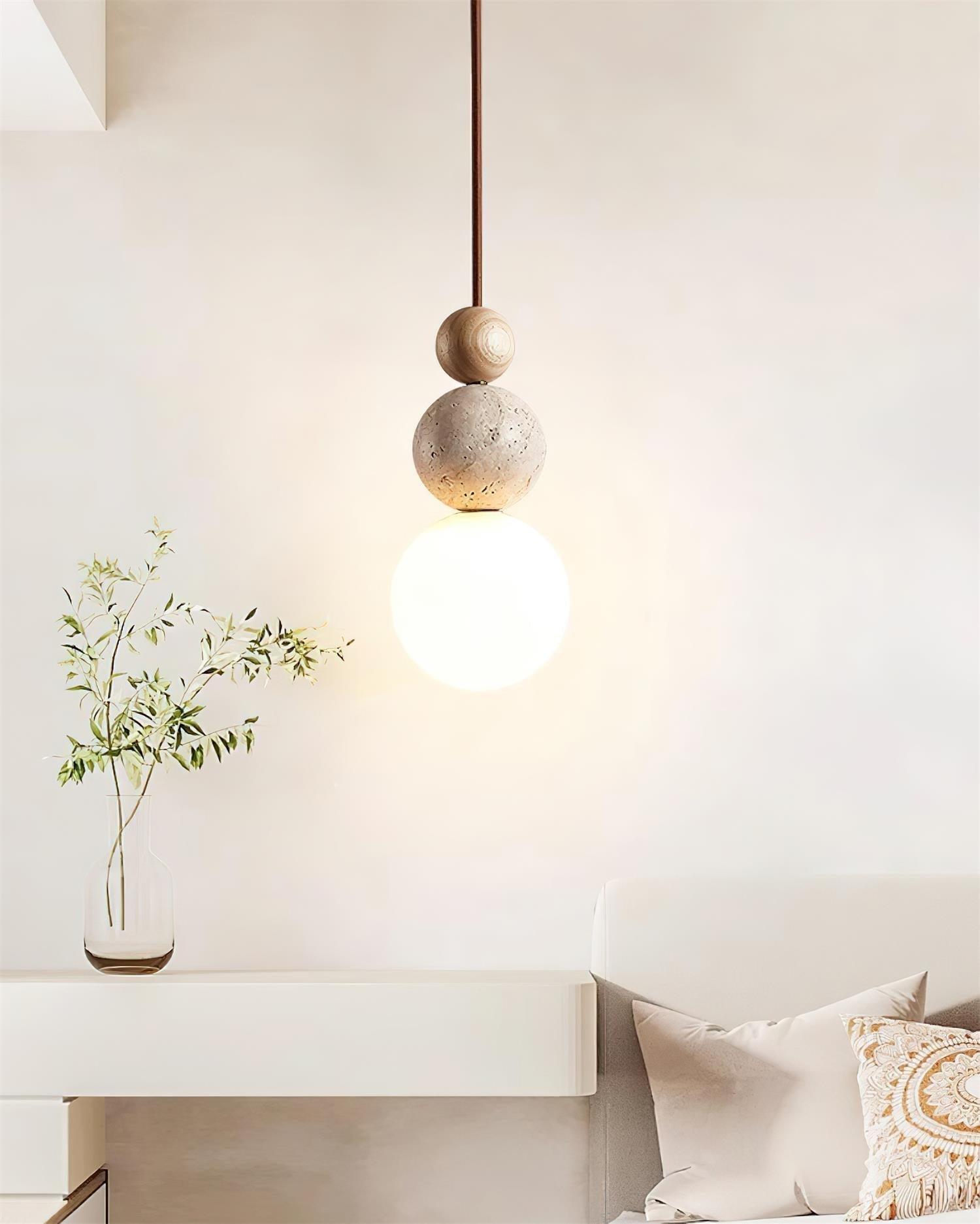 Juvio Lampe Suspension Boule en Travertin - Neutralighting