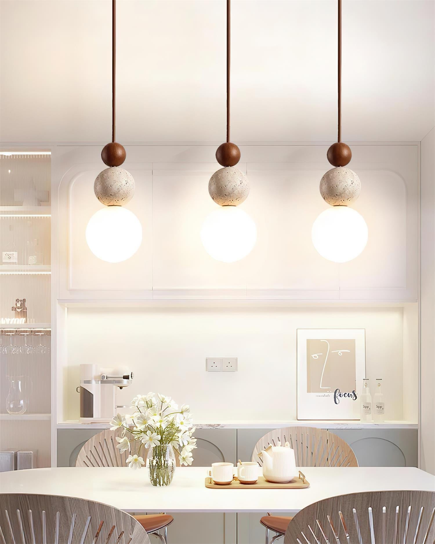 Juvio Lampe Suspension Boule en Travertin - Neutralighting