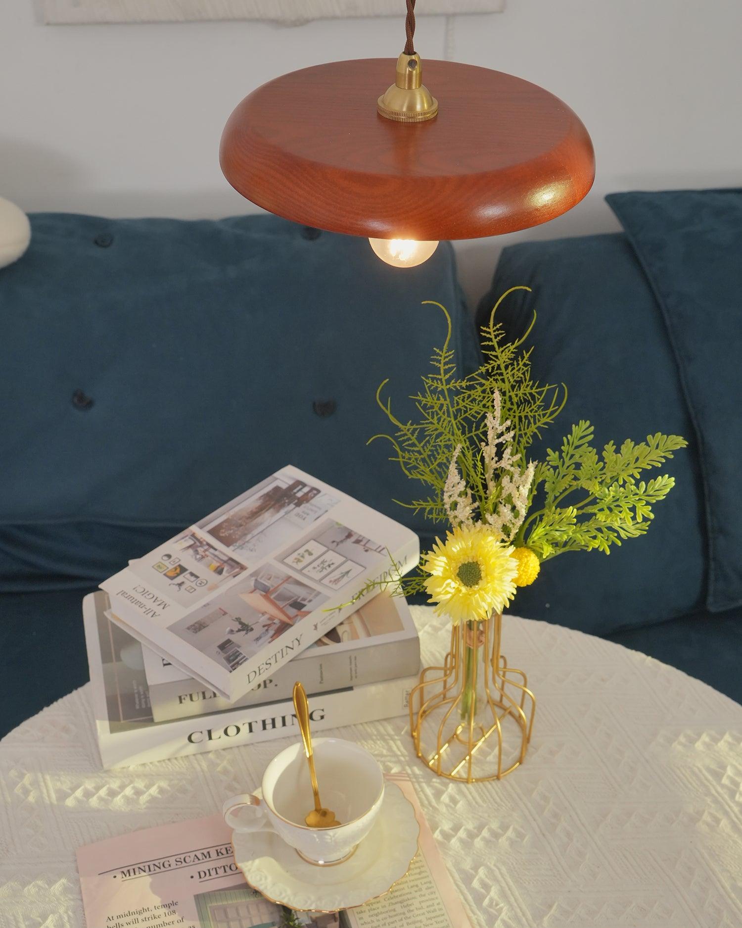 Balmain Pendant Lamp Wood Brass Minimalist - Letslighting