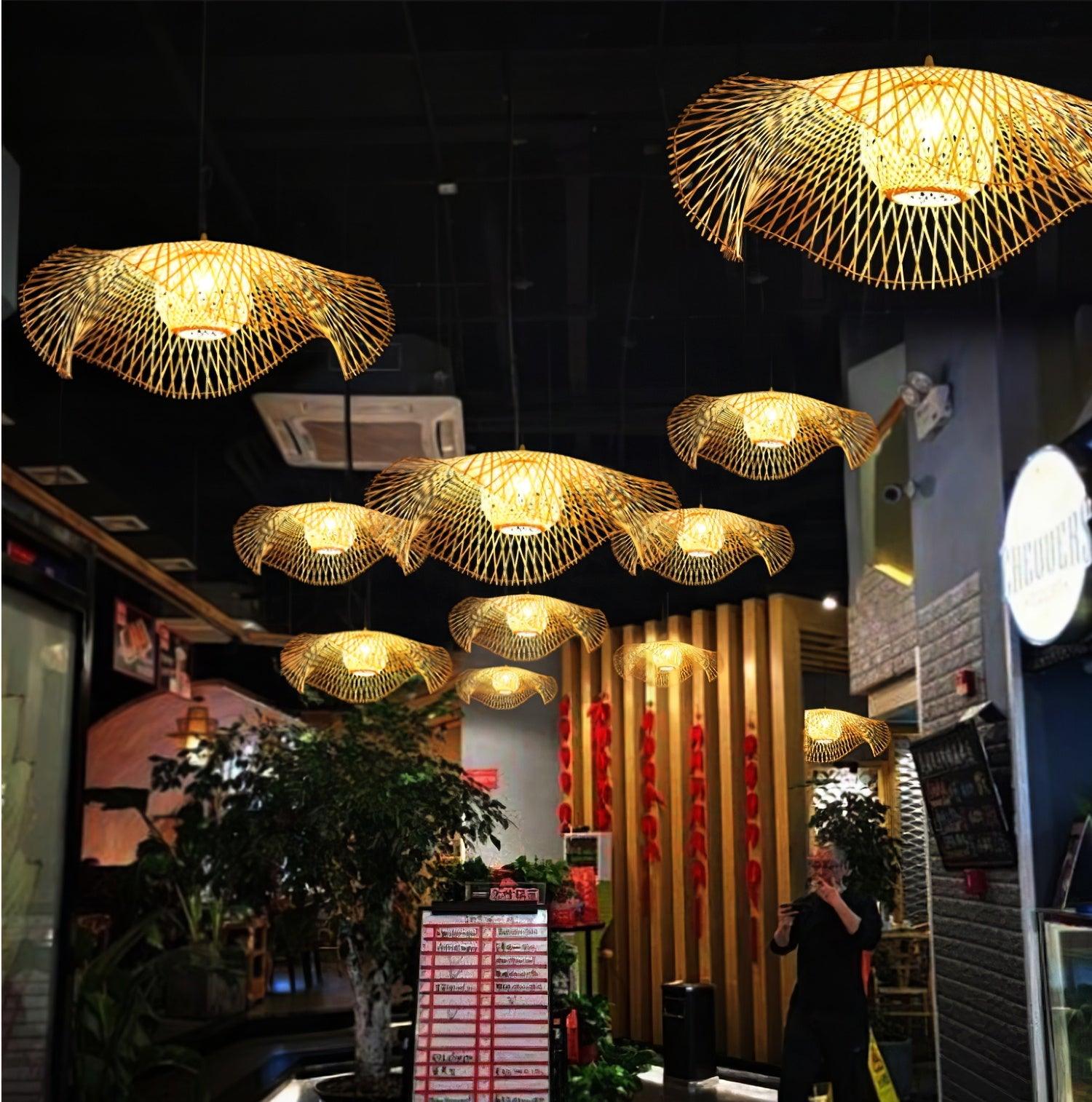 Dune Suspension Bambou Tressage Ouvert Naturel - Neutralighting