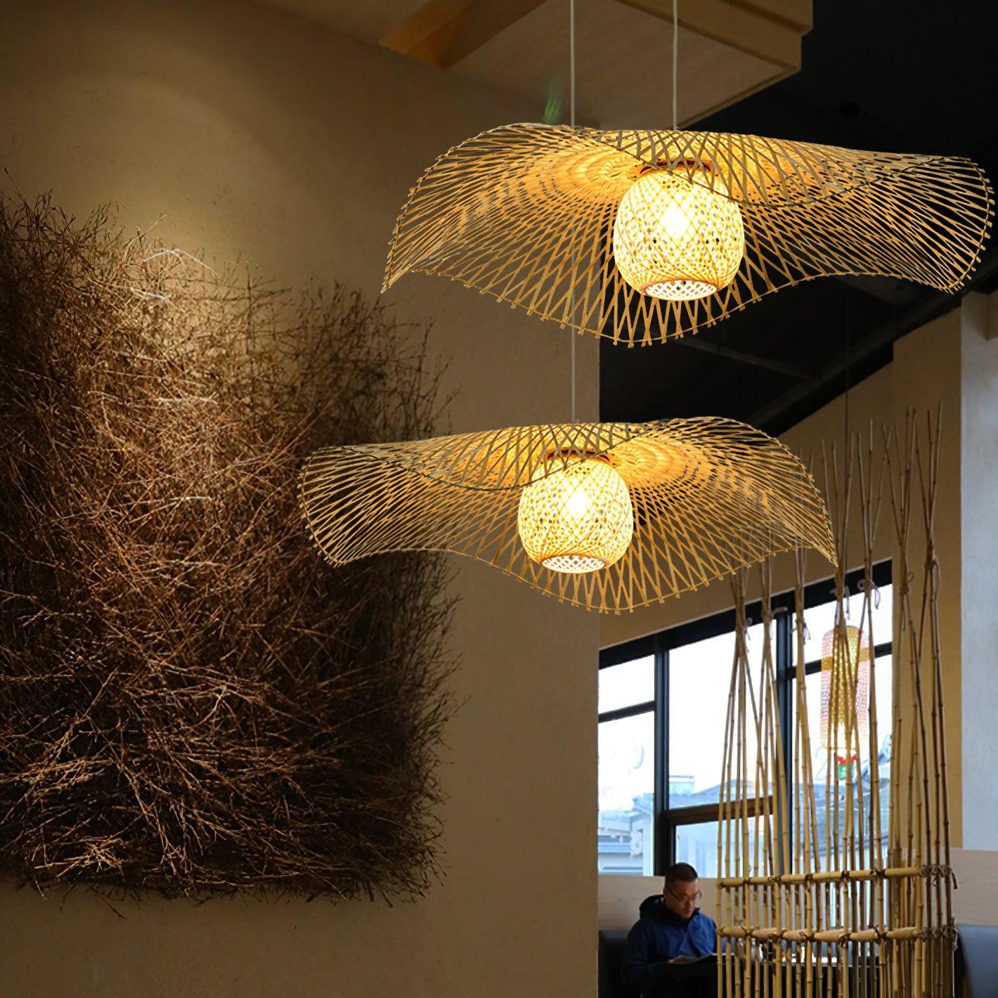 Dune Suspension Bambou Tressage Ouvert Naturel - Neutralighting