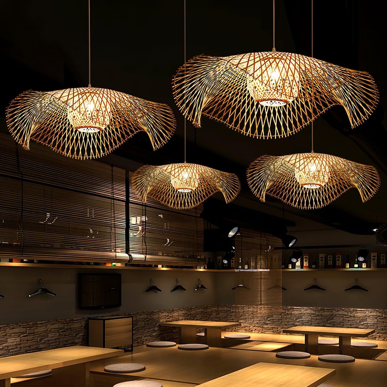 Dune Suspension Bambou Tressage Ouvert Naturel - Neutralighting