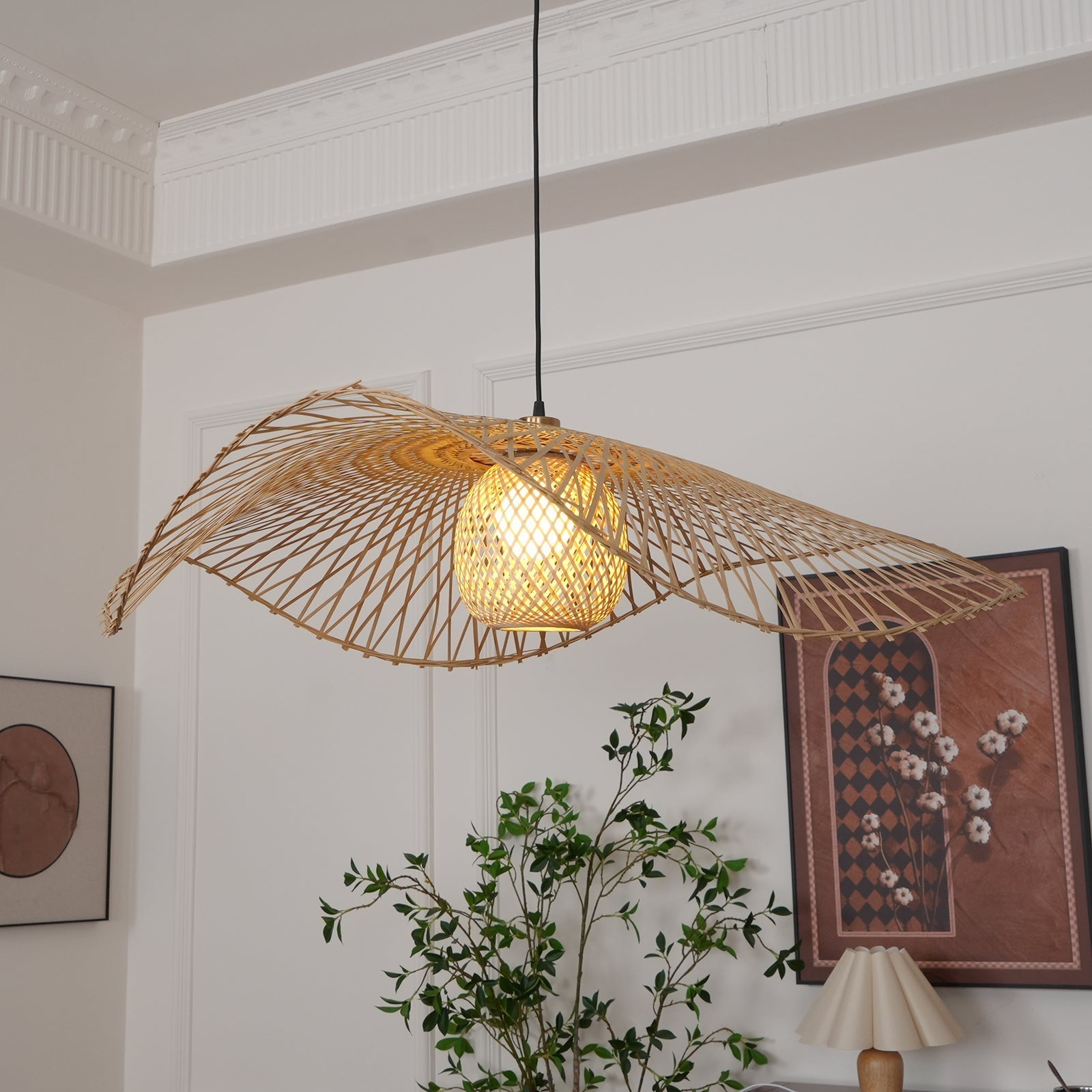 Dune Suspension Bambou Tressage Ouvert Naturel - Neutralighting