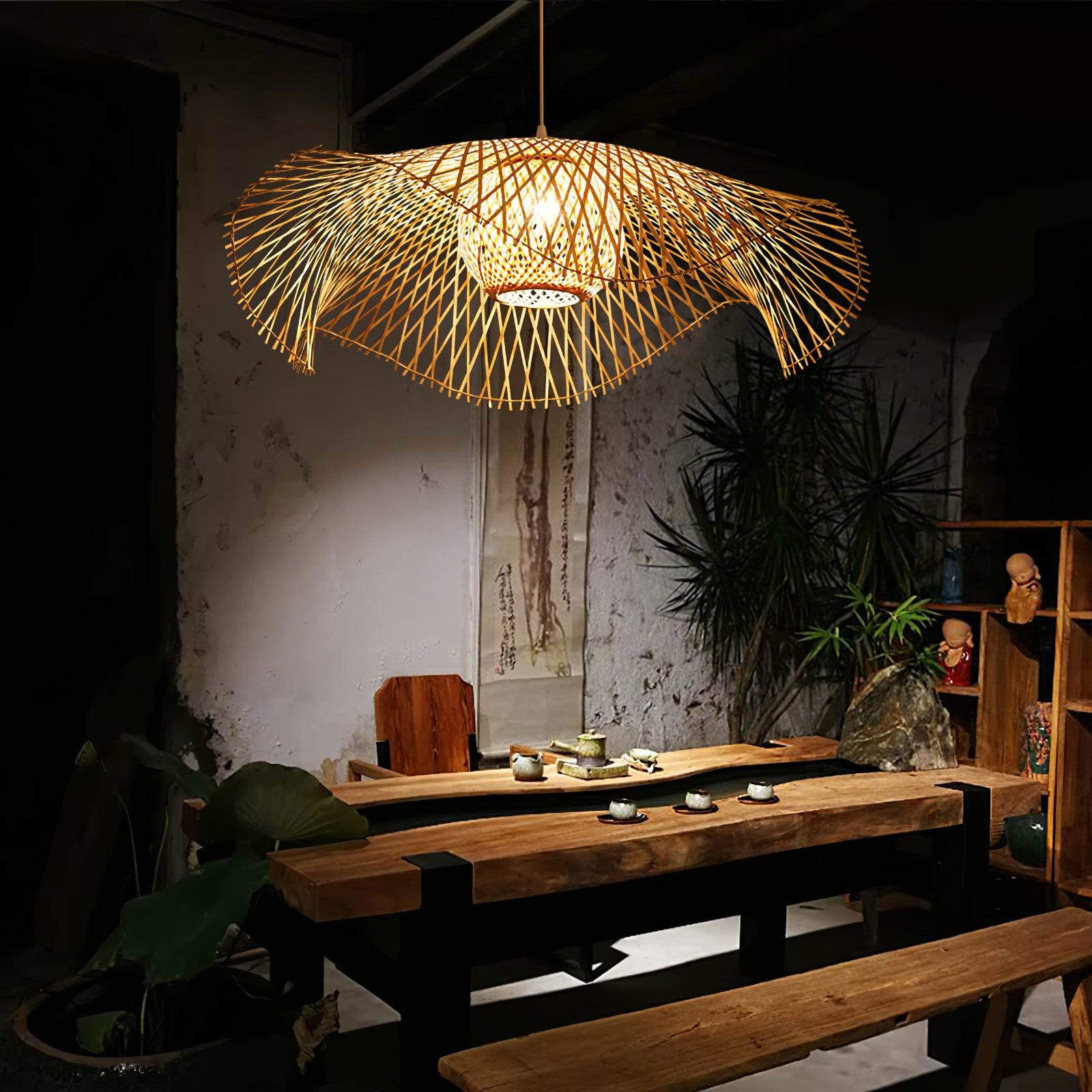 Dune Suspension Bambou Tressage Ouvert Naturel - Neutralighting