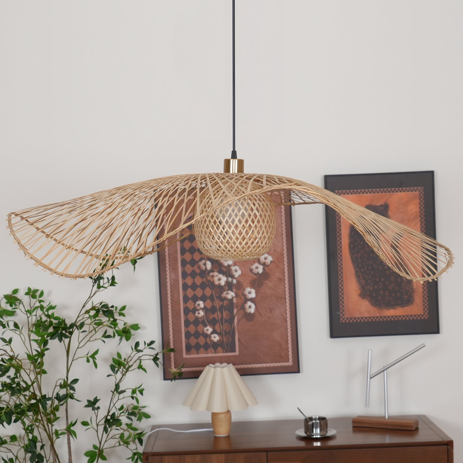 Dune Suspension Bambou Tressage Ouvert Naturel - Neutralighting