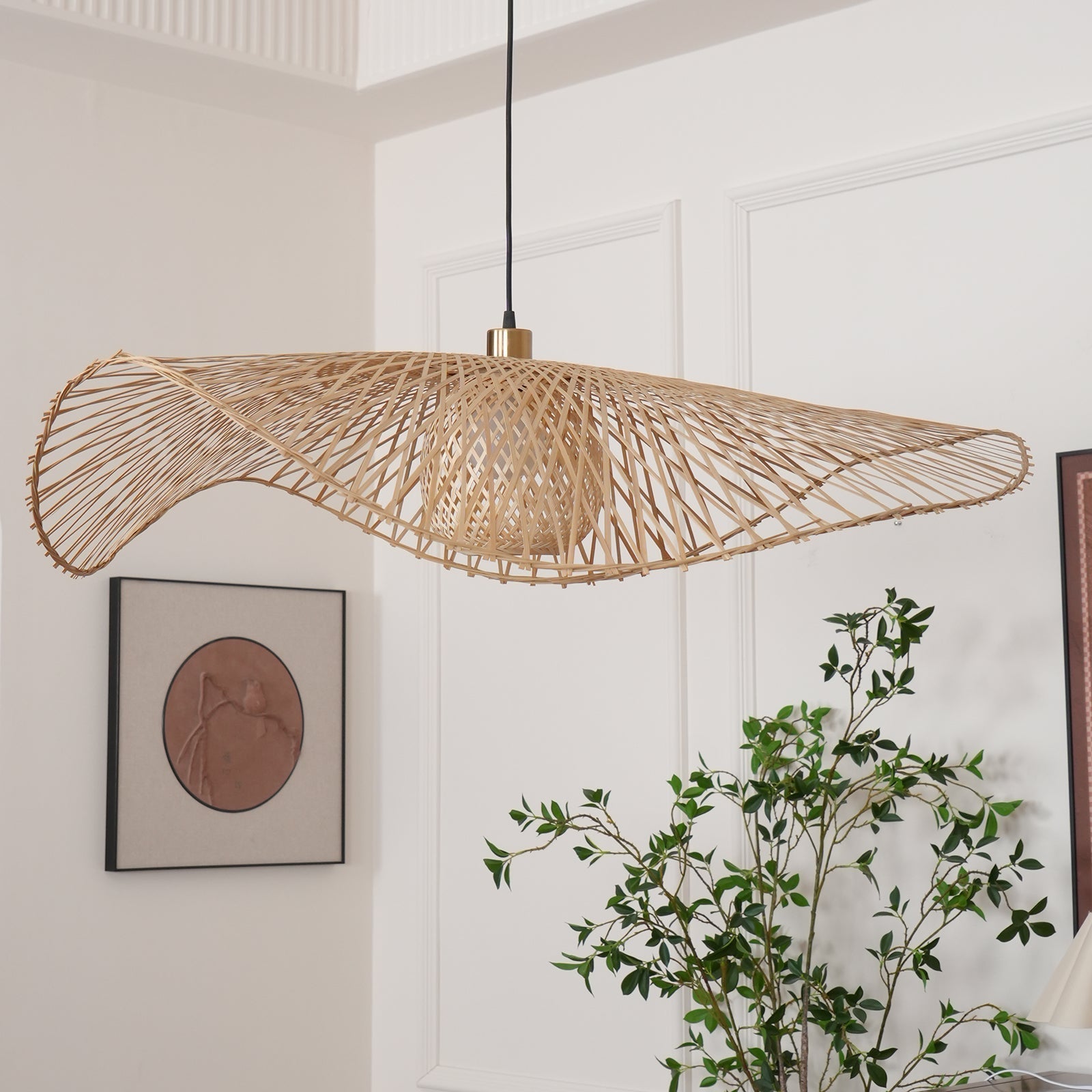 Dune Suspension Bambou Tressage Ouvert Naturel - Neutralighting