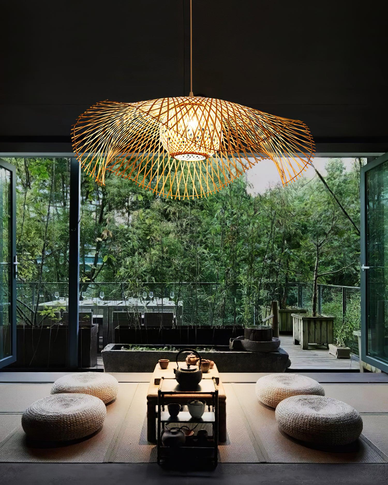 Dune Suspension Bambou Tressage Ouvert Naturel - Neutralighting