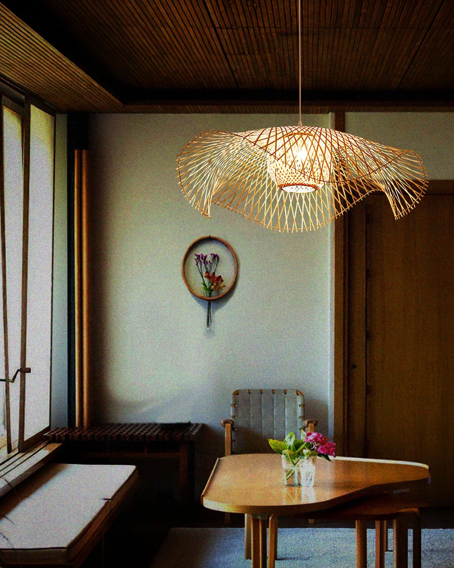 Dune Suspension Bambou Tressage Ouvert Naturel - Neutralighting