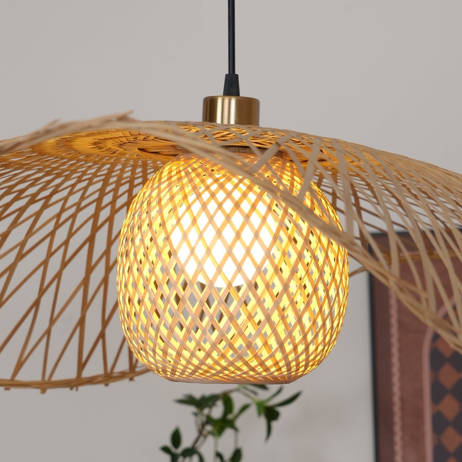 Dune Suspension Bambou Tressage Ouvert Naturel - Neutralighting