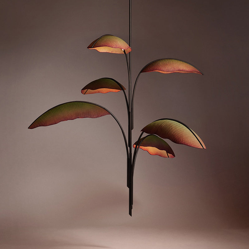 Rauduvyu Moderne Minimaliste Feuille Noir Métal Lustre - Neutralighting