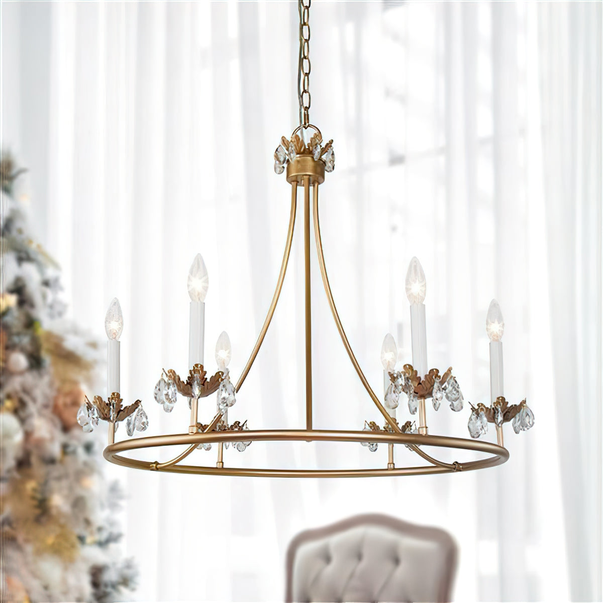 Yrvuvyh Ancien Industriel Luxe Laiton Cristal Lustre - Neutralighting