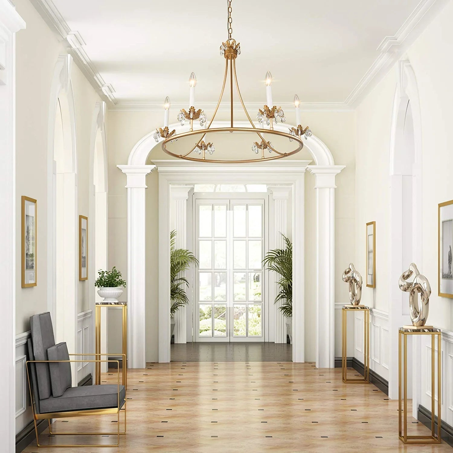 Yrvuvyh Ancien Industriel Luxe Laiton Cristal Lustre - Neutralighting