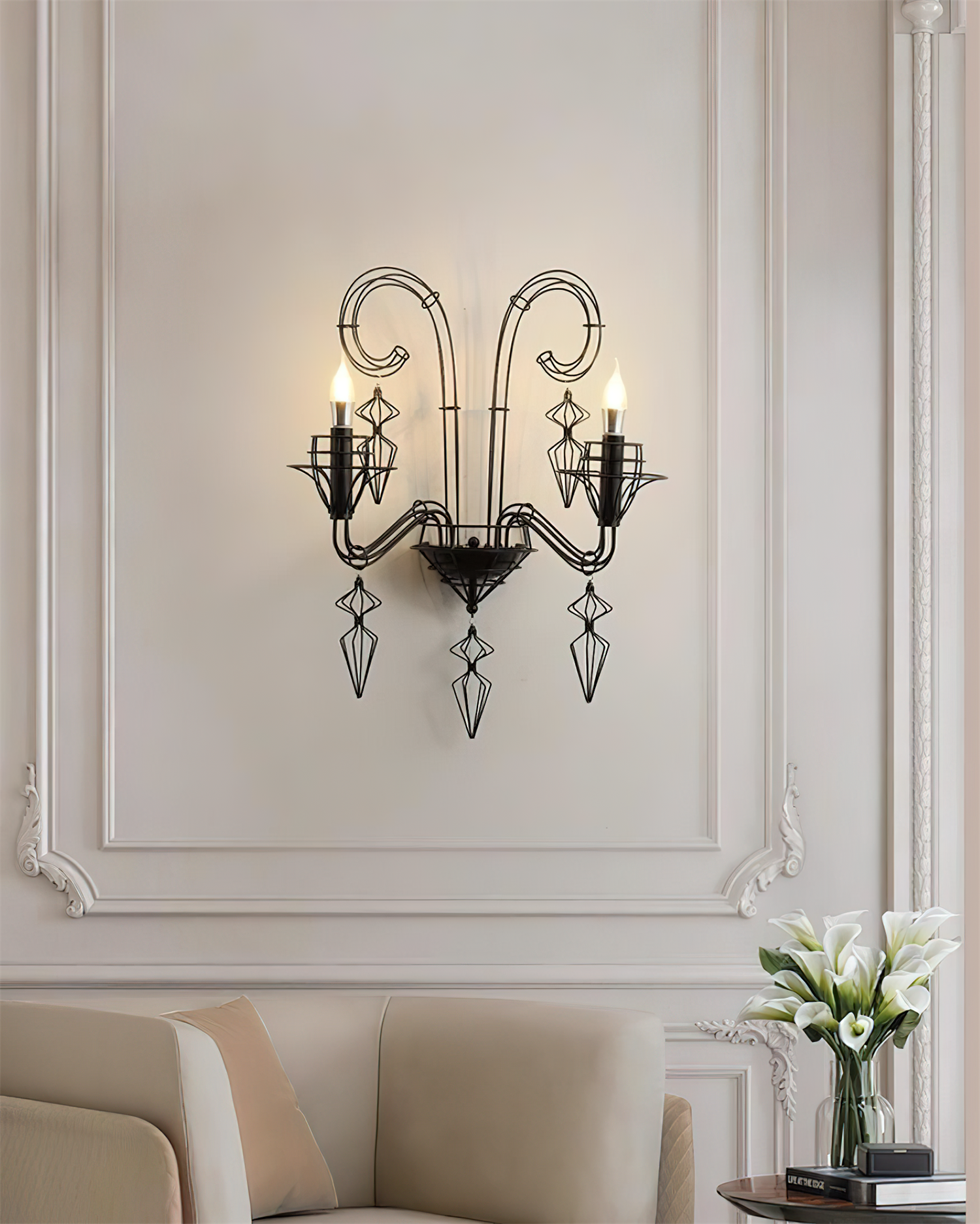 Baroque Applique Murale Sculpturale en Fil - Neutralighting