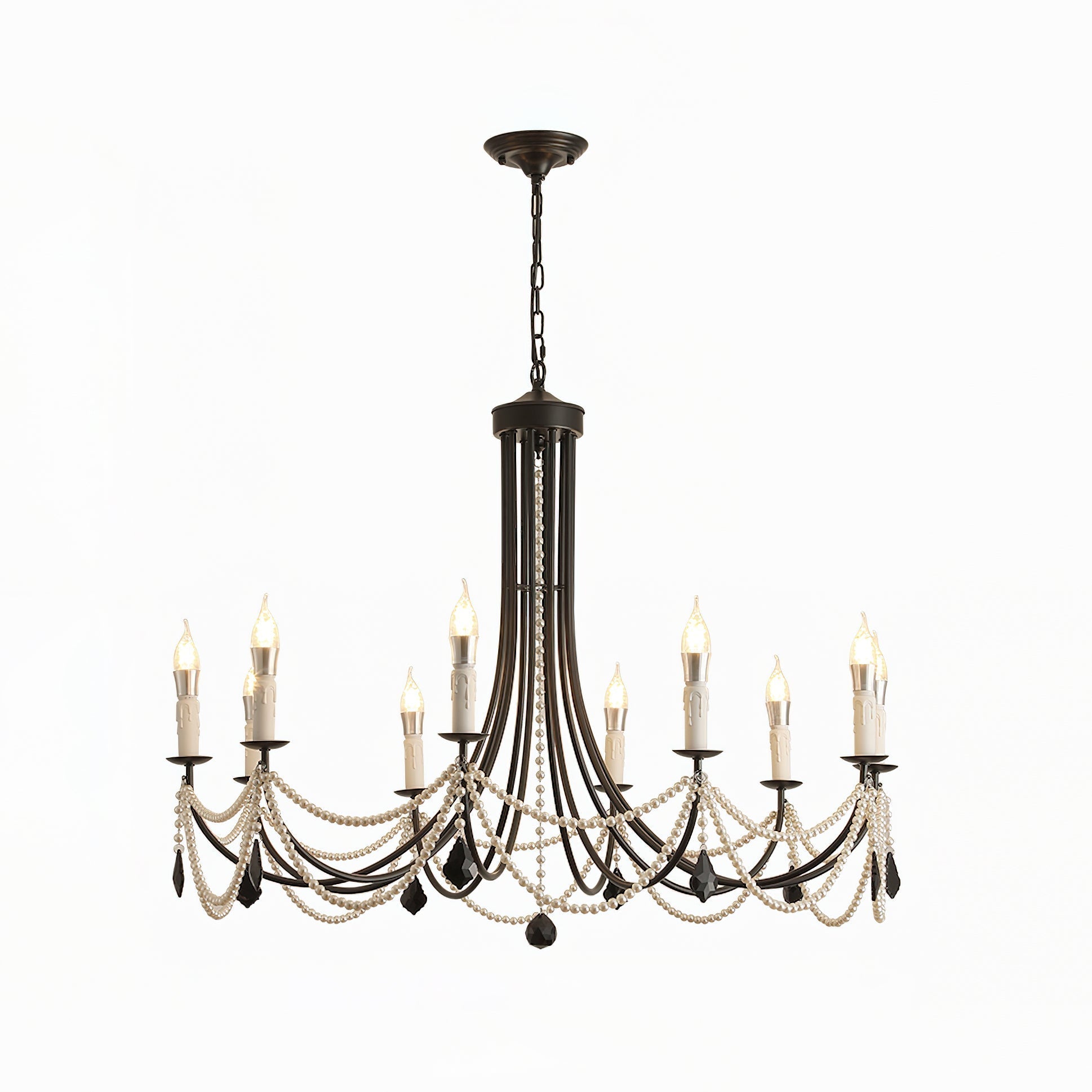 Rococo Chandelier Style Bougie Cristal Noir Pendentif - Neutralighting
