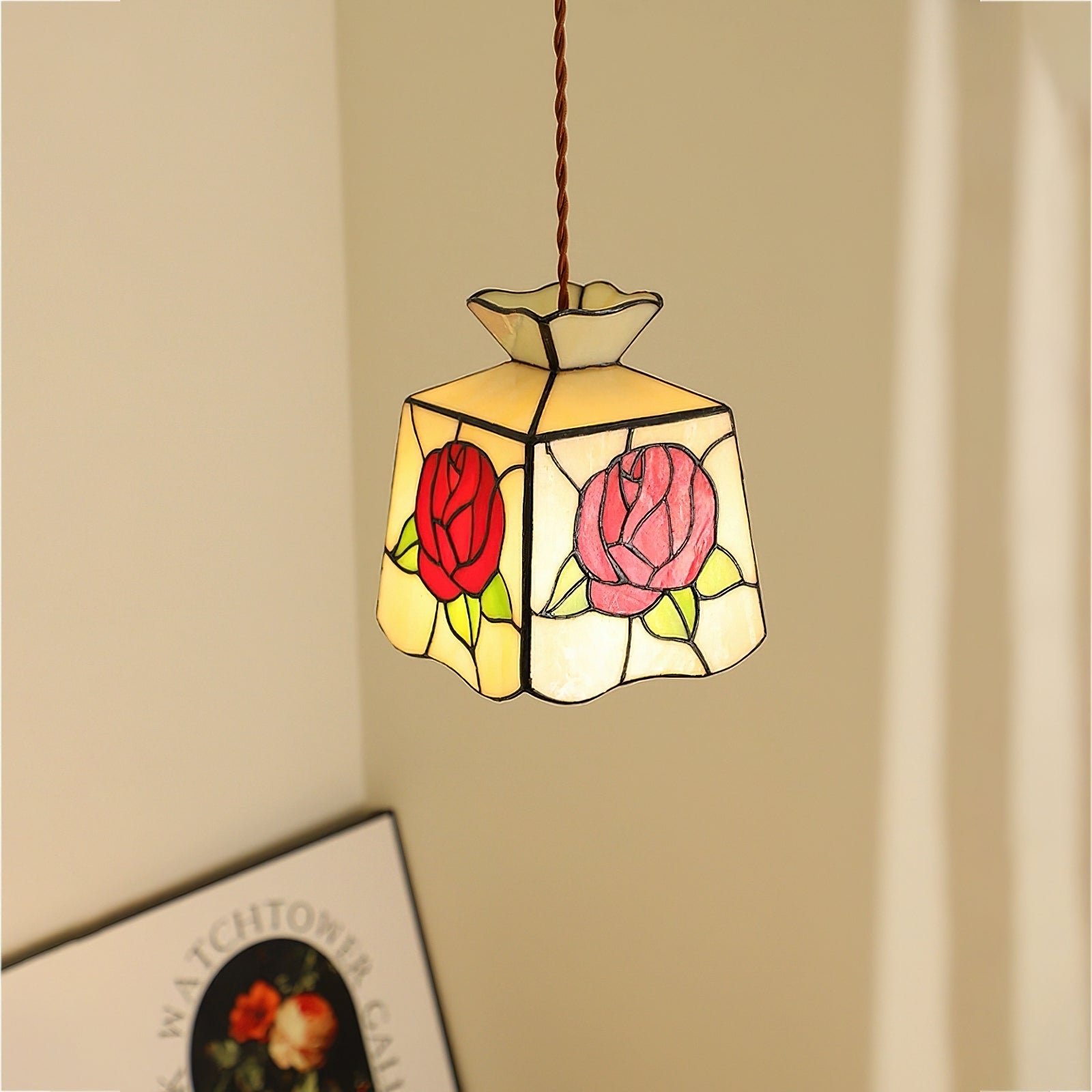 Roselit Suspension Teinté Verre Florale Organique - Neutralighting