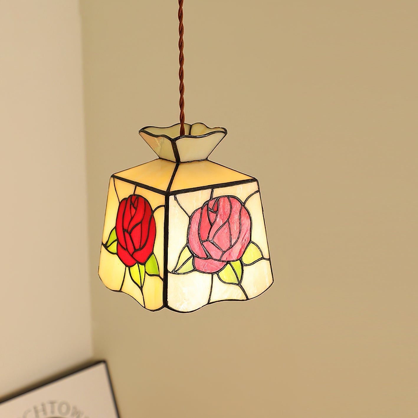 Roselit Suspension Teinté Verre Florale Organique - Neutralighting