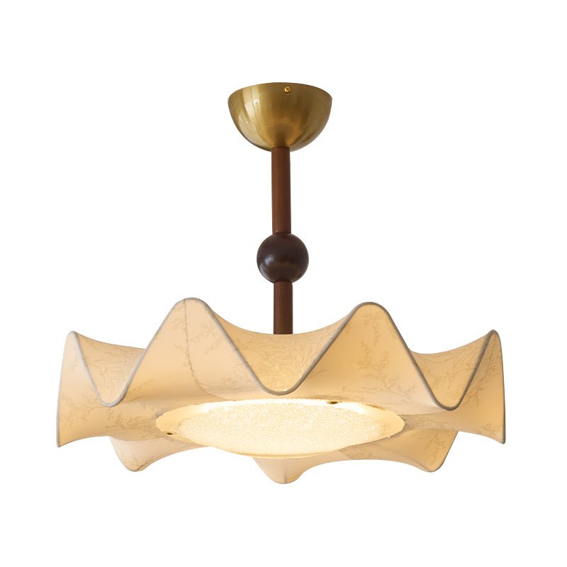 Cyrie Plafonnier en Tissu Gravé à Motif Floral et Bois - Neutralighting