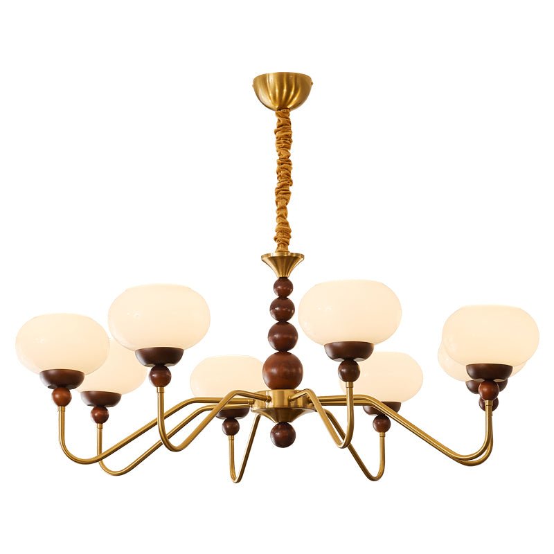 Lustra Chandelier Verre Bois Laiton Moderne 6-Lumières - Neutralighting