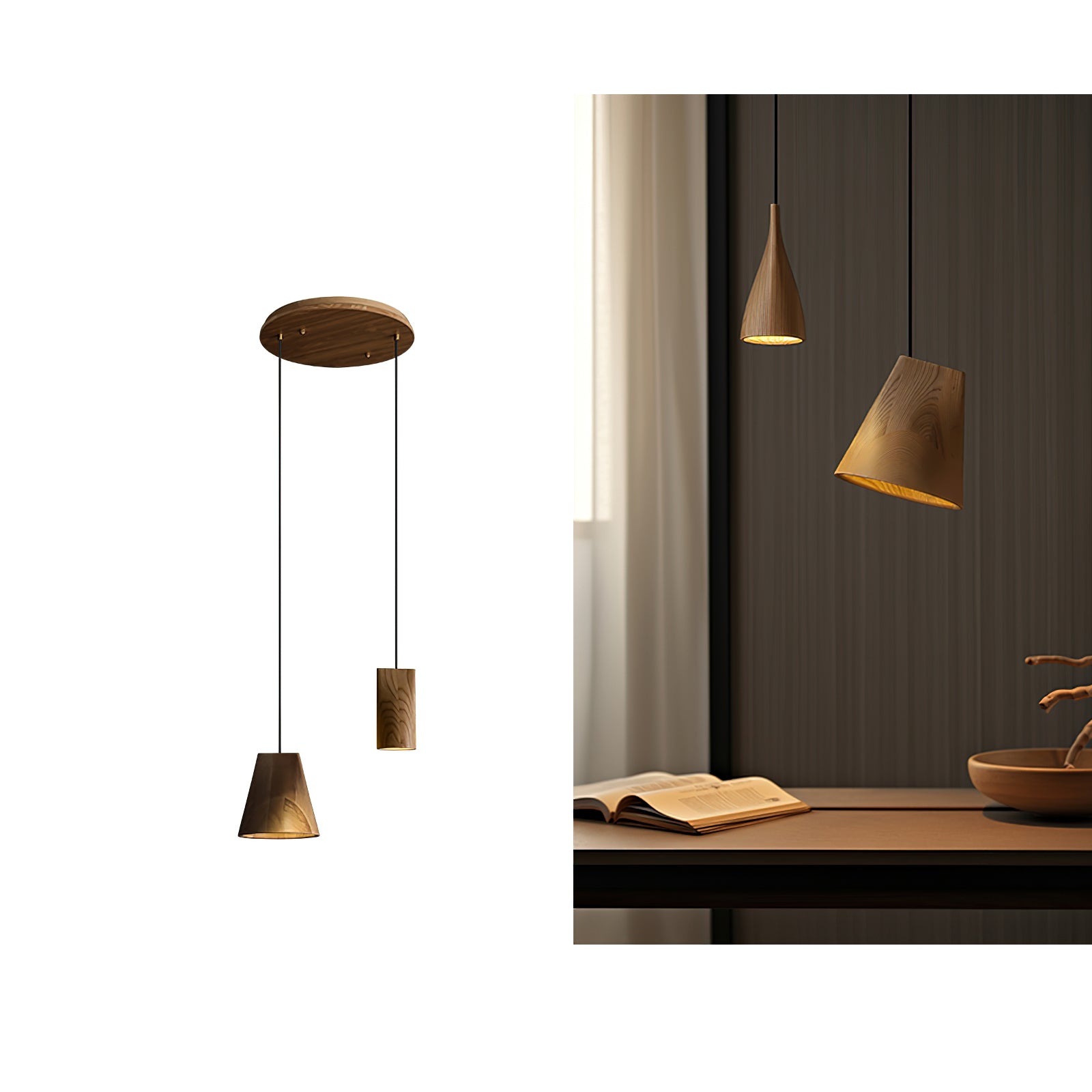 Ivarara Suspension Bois Asymétrique - Neutralighting