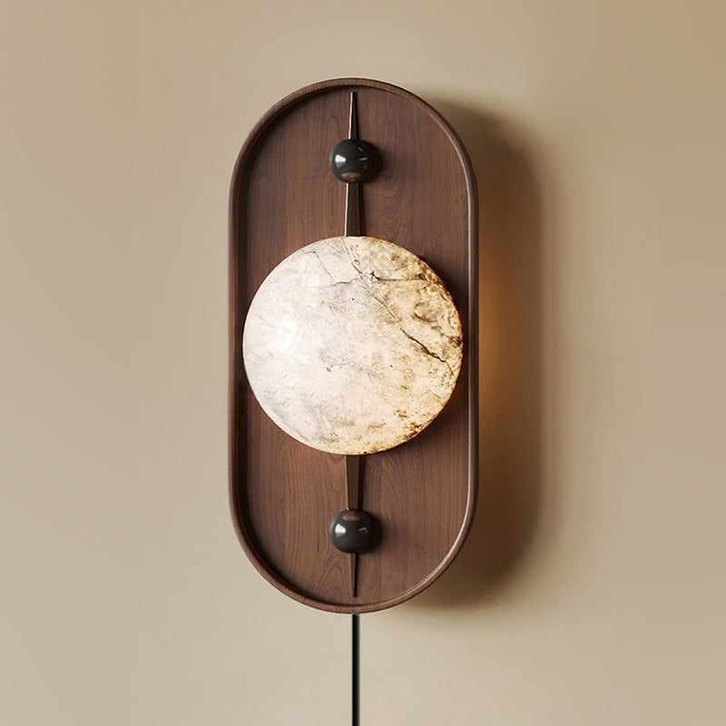 Fljotuvyu Modern Minimalist Plug-in Metal Alabaster Wall Lamp - Lamp Copper