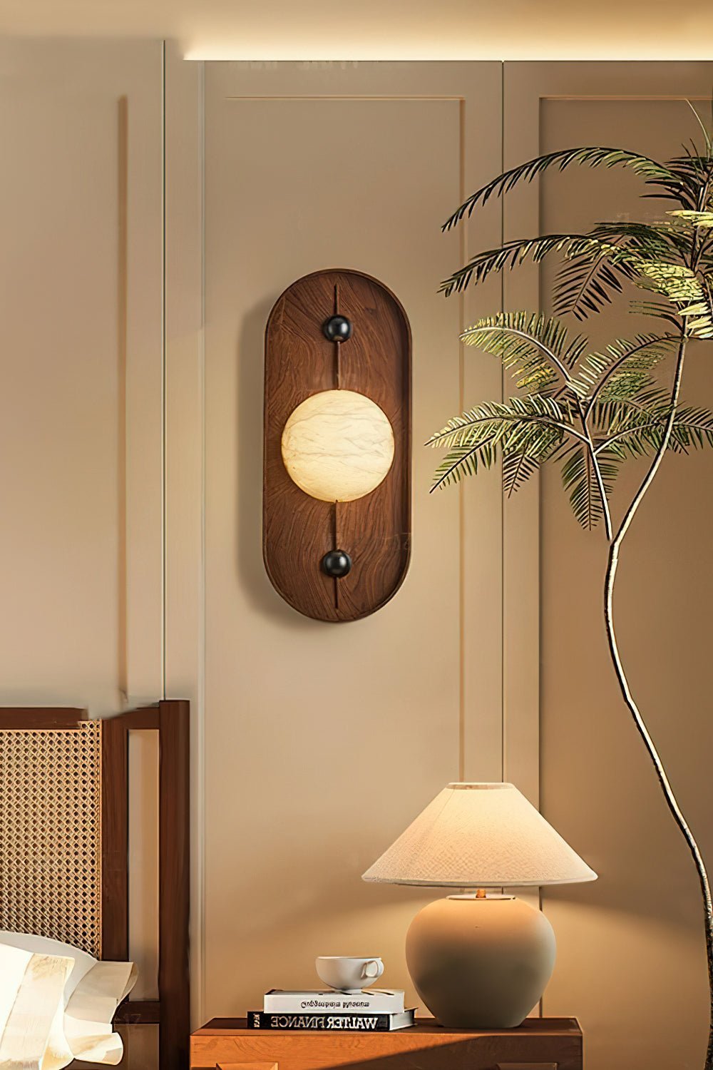 Lyvaran Oval Alabaster Wood Wall Light - Neutralighting