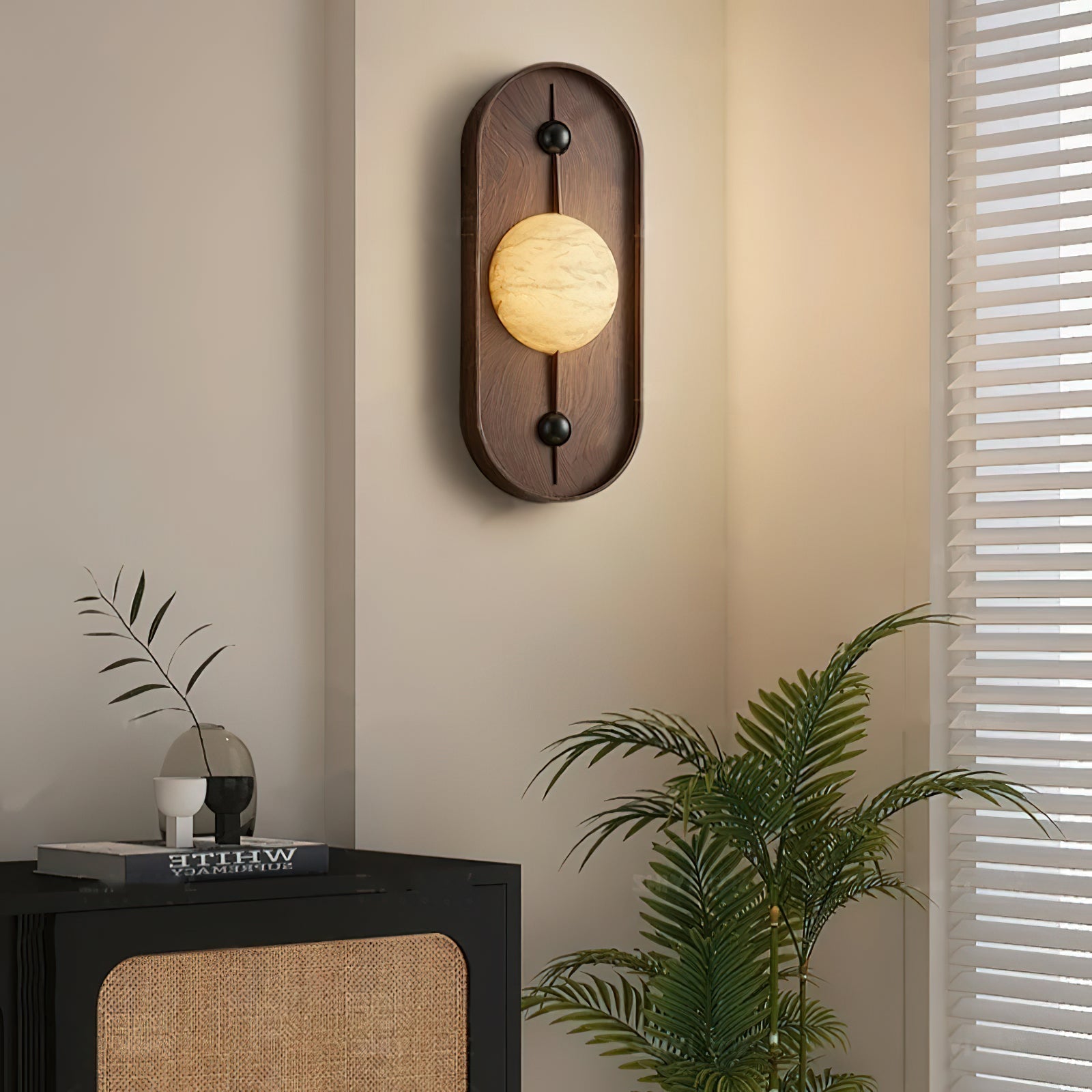 Lyvaran Oval Alabaster Wood Wall Light - Neutralighting