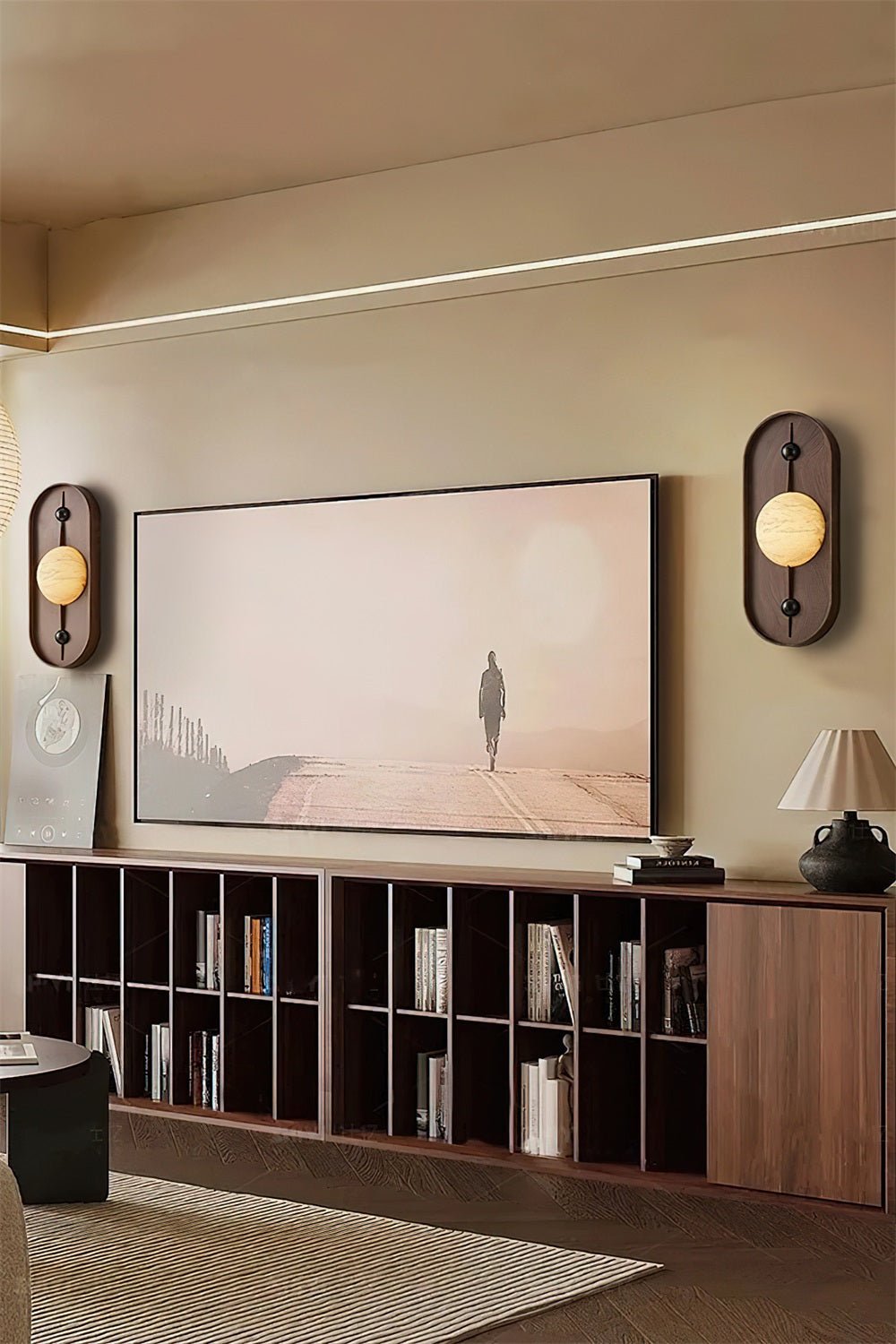 Lyvaran Oval Alabaster Wood Wall Light - Neutralighting