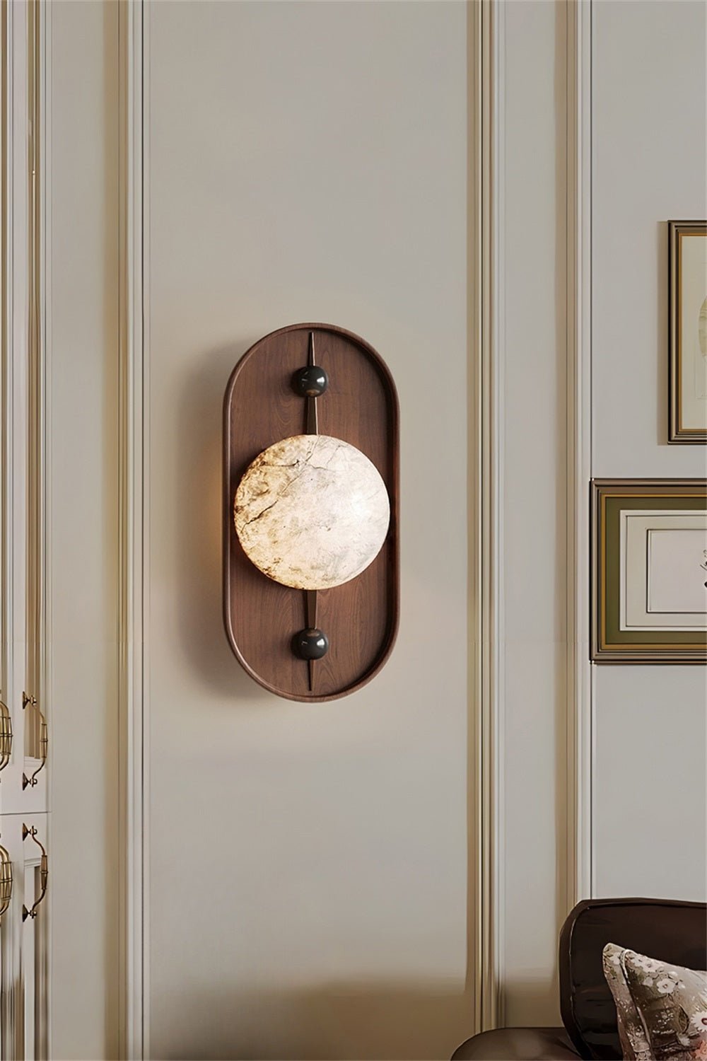 Lyvaran Oval Alabaster Wood Wall Light - Neutralighting