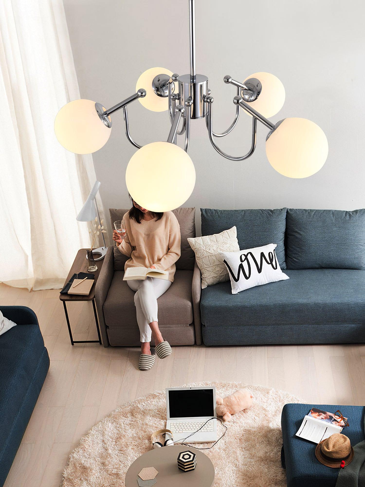 Aurora Lustre Globe en Chrome Moderne - Neutralighting