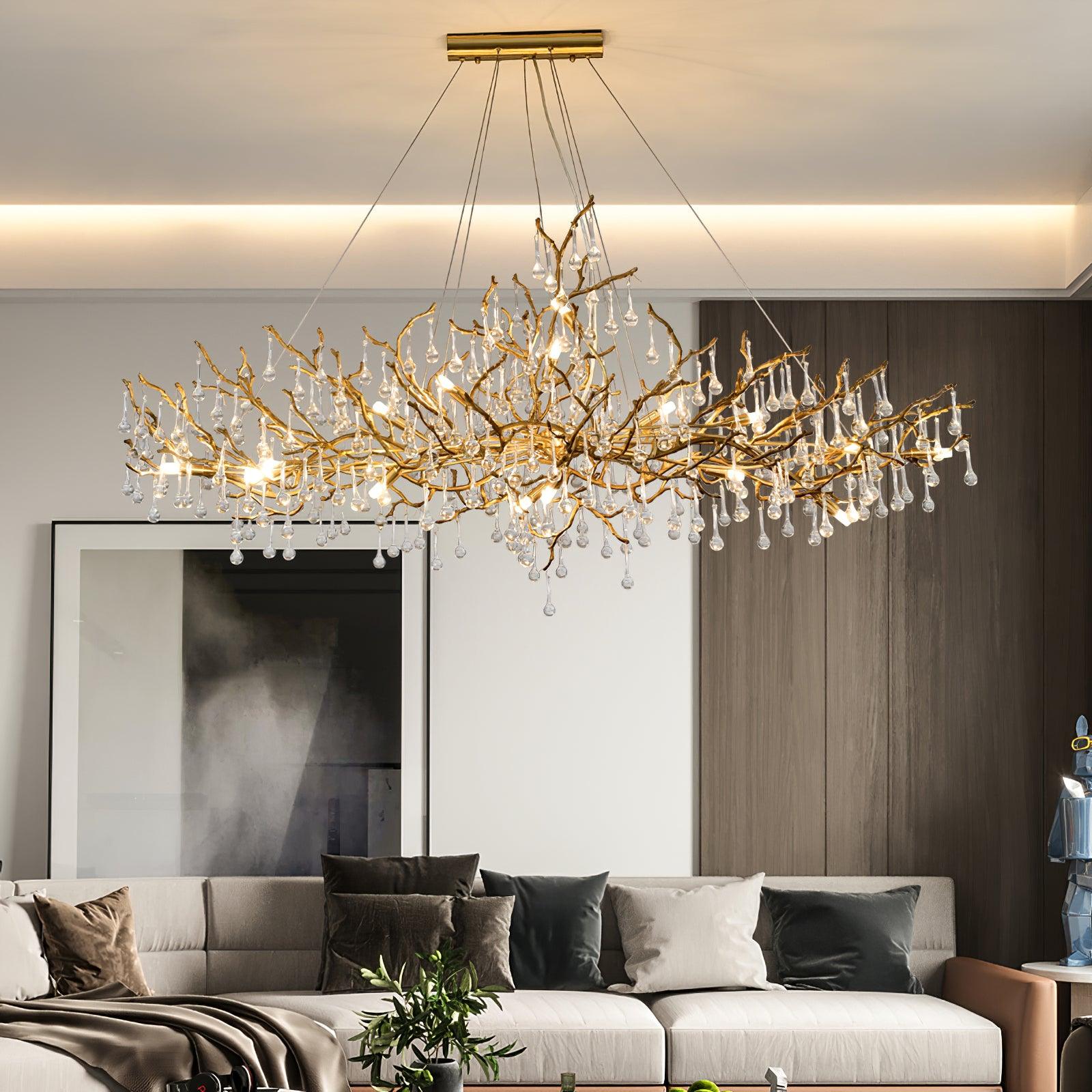 Lustra Chandelier Branches en Laiton et Cristal - Neutralighting