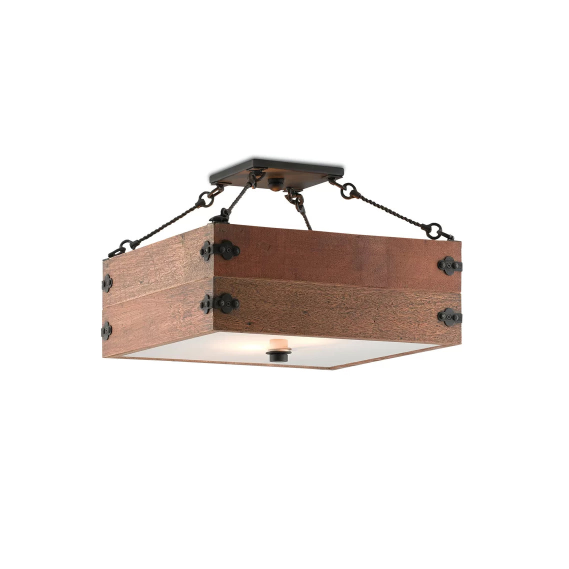 Ljomuvyu Vintage Industrial Wooden Acrylic Semi-Flush Ceiling Lamp - Lamp Copper
