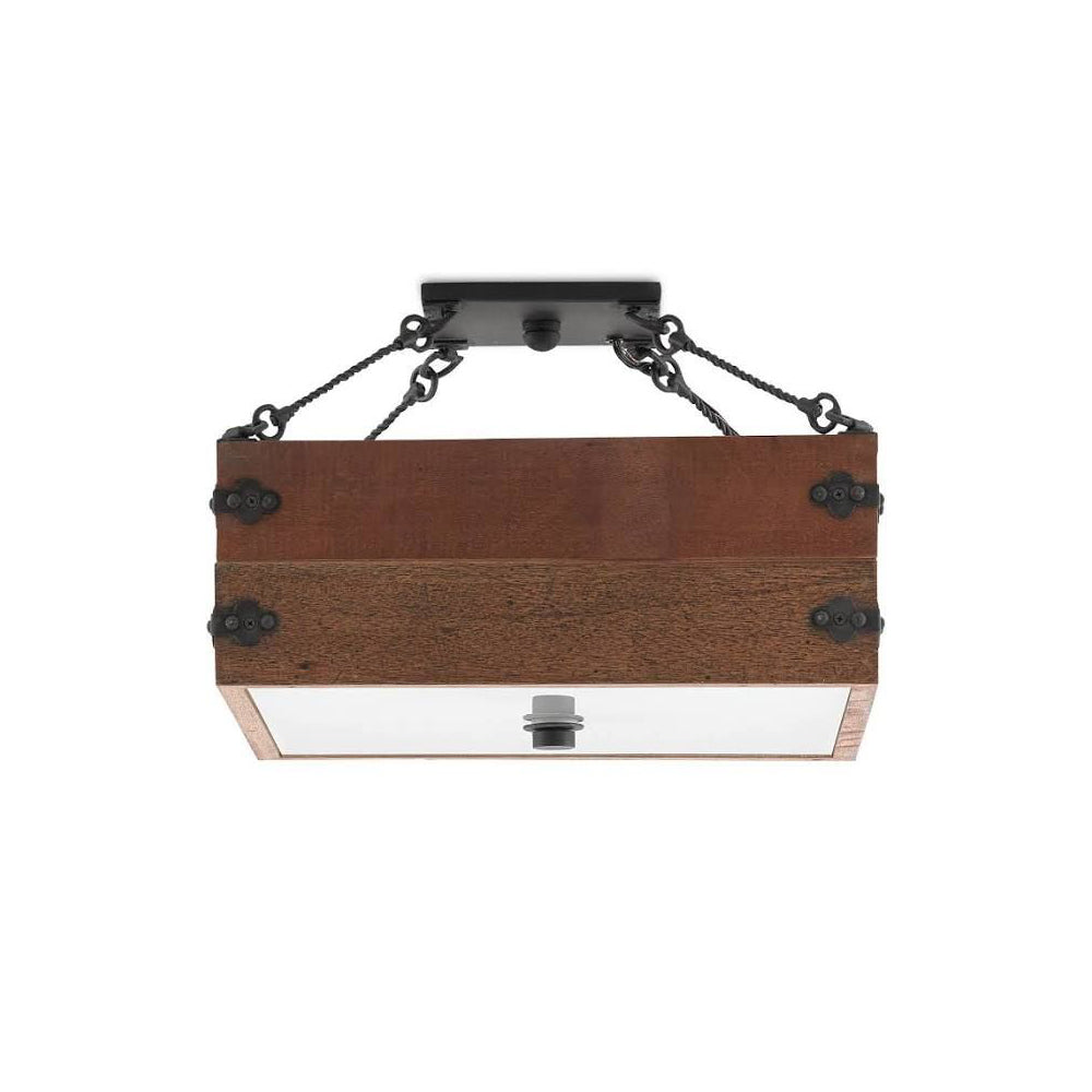 Ljomuvyu Vintage Industrial Wooden Acrylic Semi-Flush Ceiling Lamp - Lamp Copper