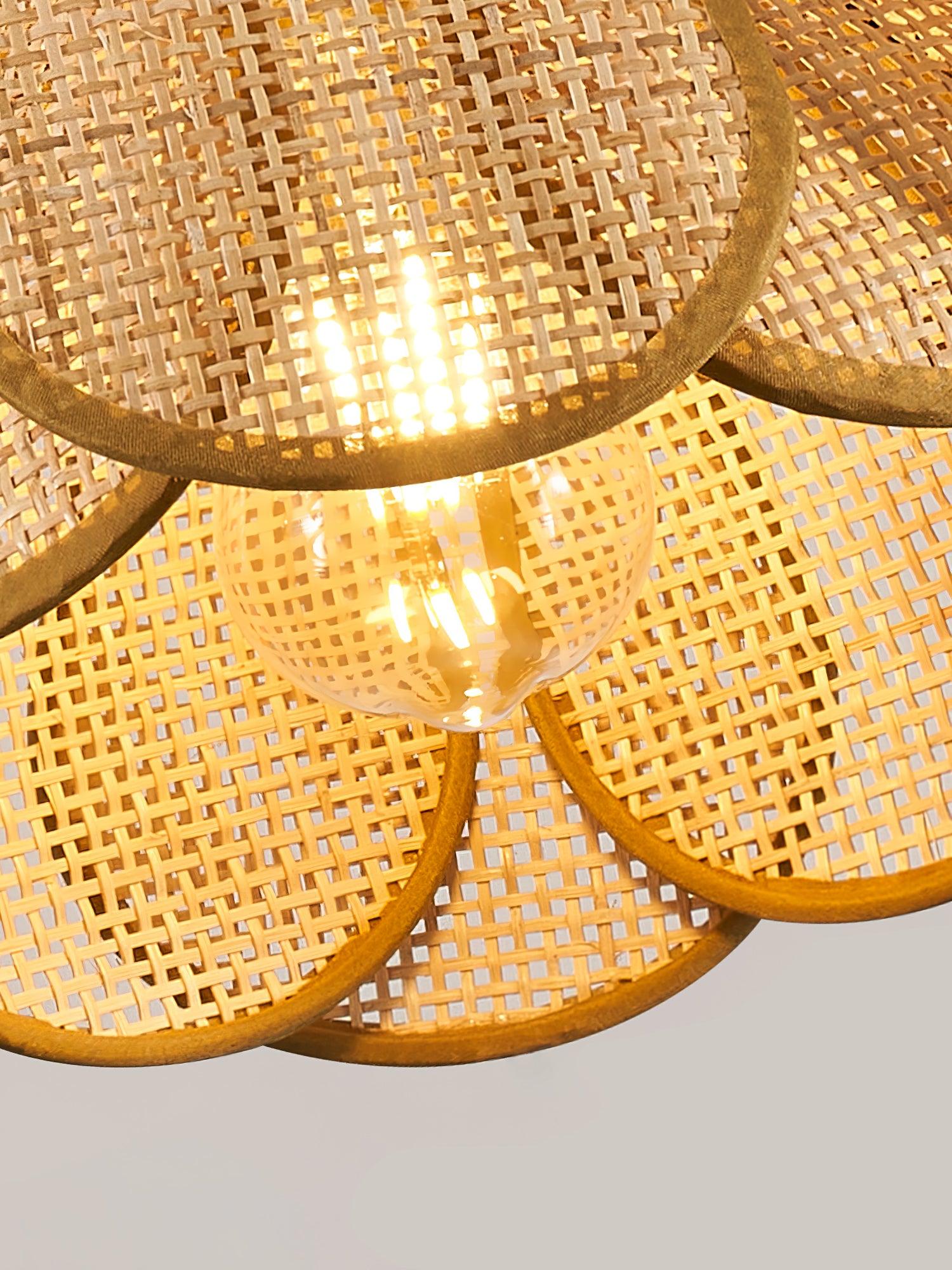 Eurvinel Élégance Floraison Rotin Tissu Suspension - Neutralighting