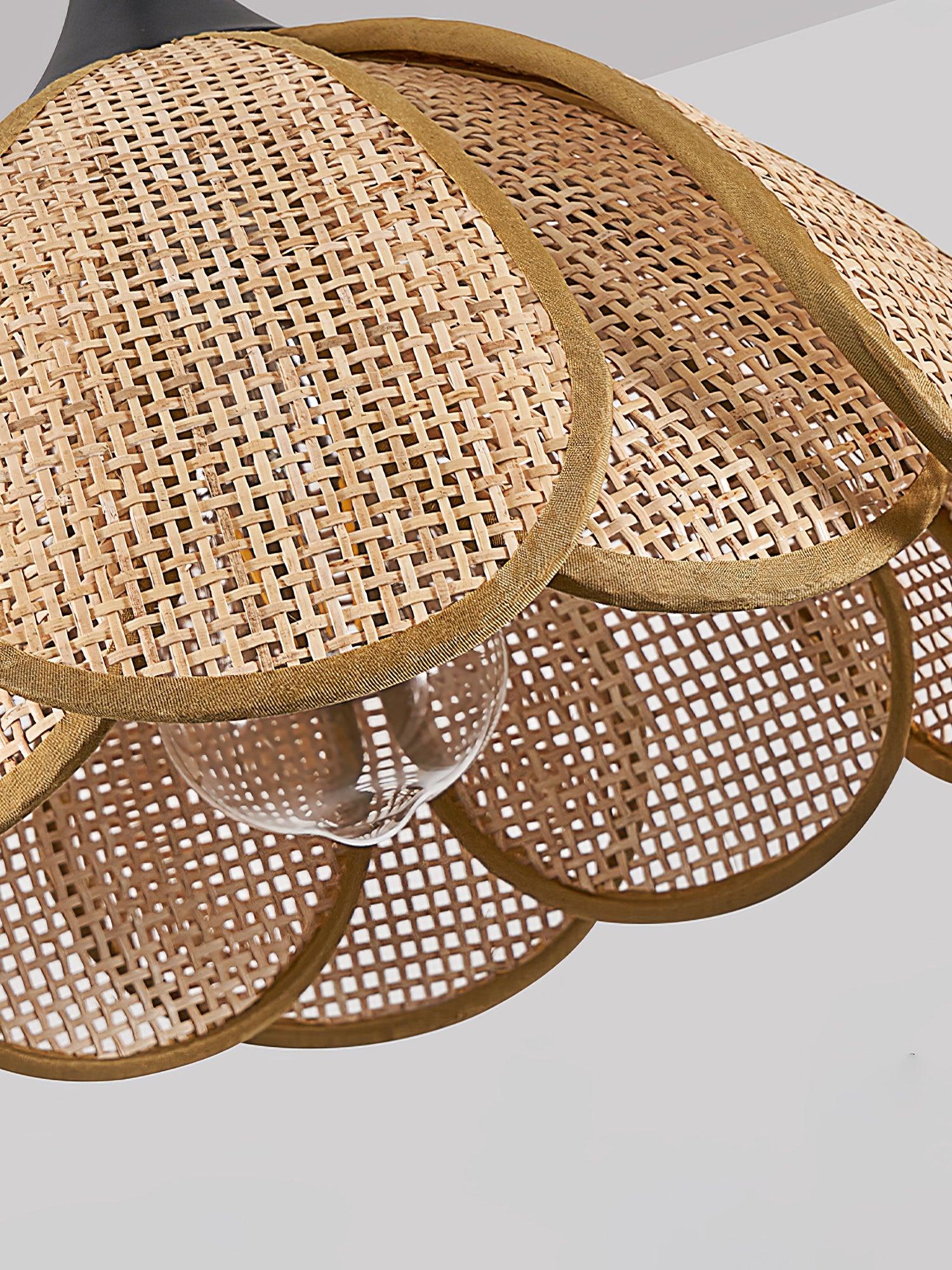 Eurvinel Élégance Floraison Rotin Tissu Suspension - Neutralighting