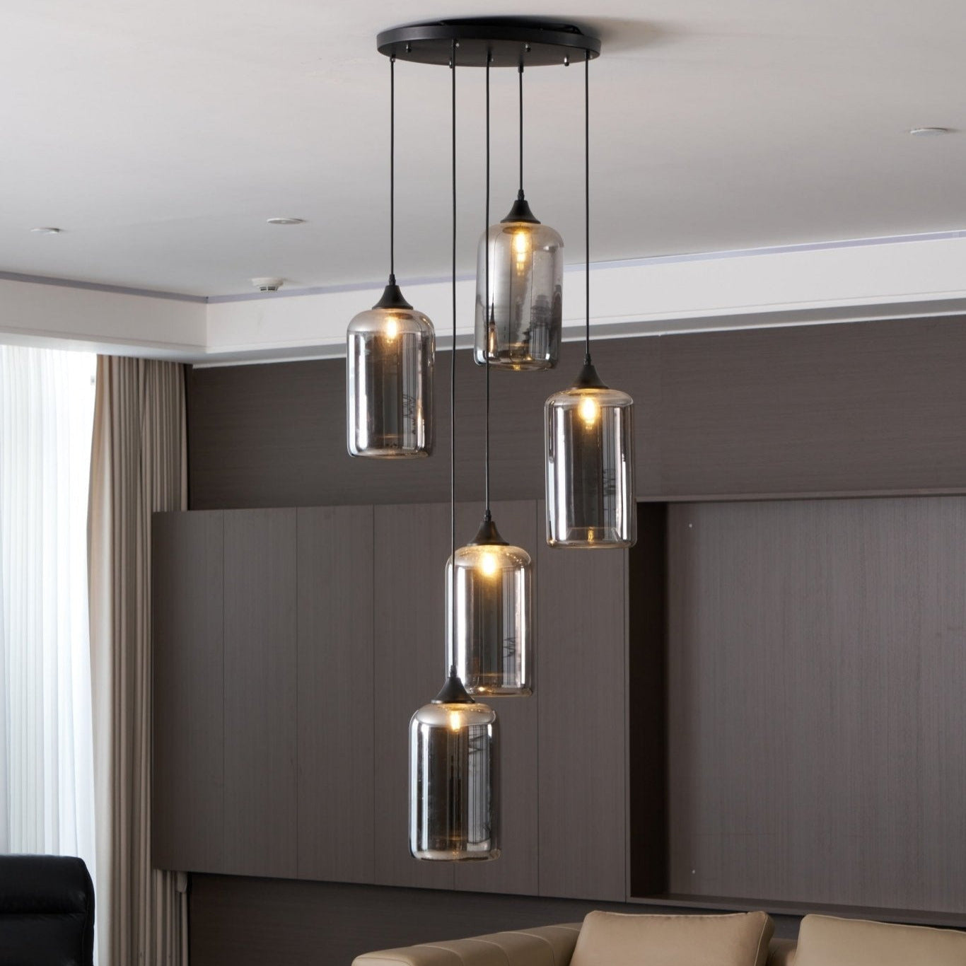 June Suspension Luminaire Industriel Verre Gris Fumé - Neutralighting