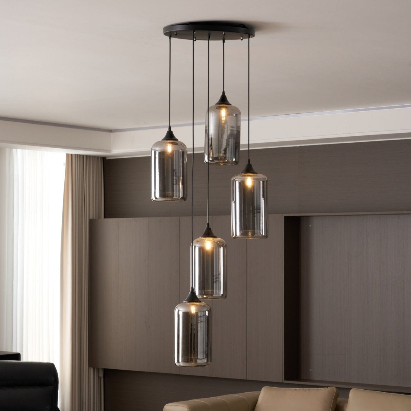 June Suspension Luminaire Industriel Verre Gris Fumé - Neutralighting