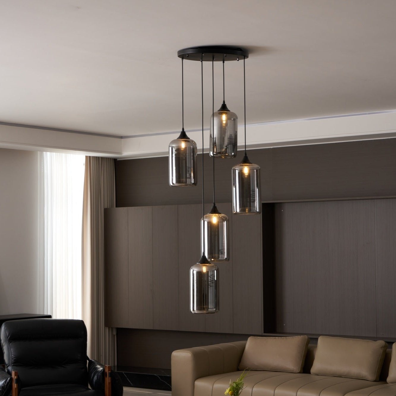 June Suspension Luminaire Industriel Verre Gris Fumé - Neutralighting