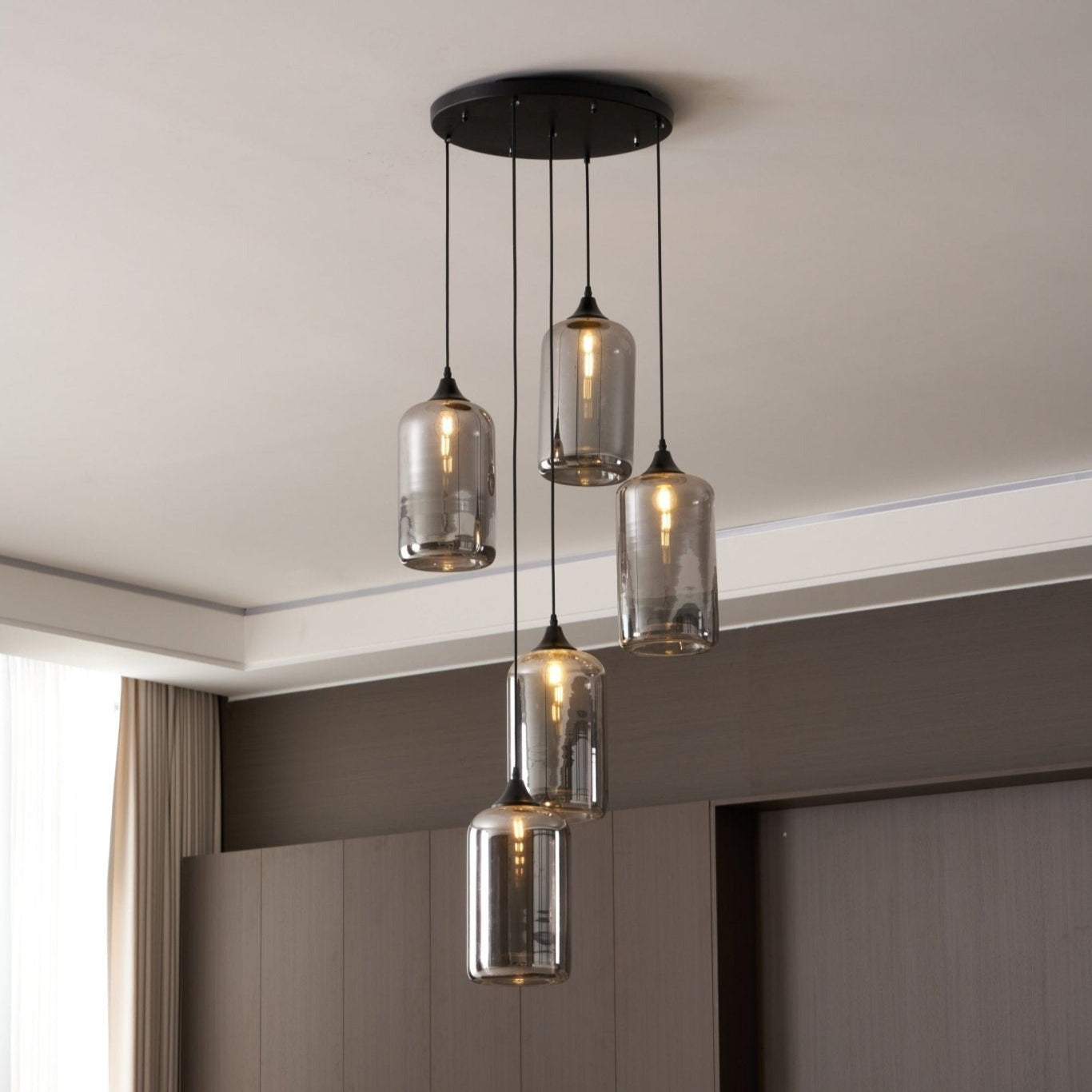 June Suspension Luminaire Industriel Verre Gris Fumé - Neutralighting