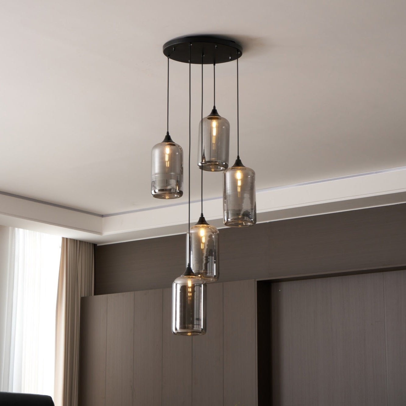 June Suspension Luminaire Industriel Verre Gris Fumé - Neutralighting