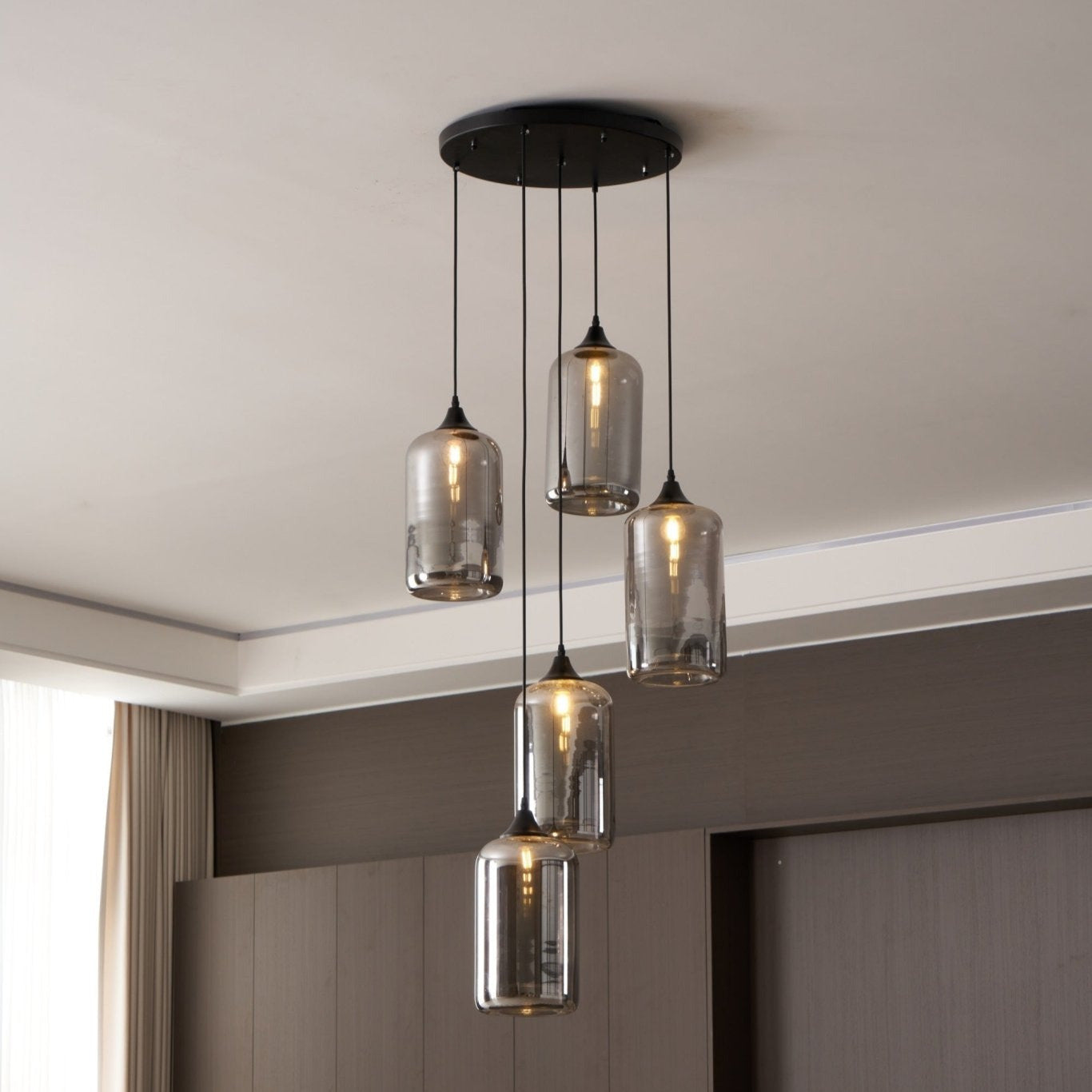 June Suspension Luminaire Industriel Verre Gris Fumé - Neutralighting