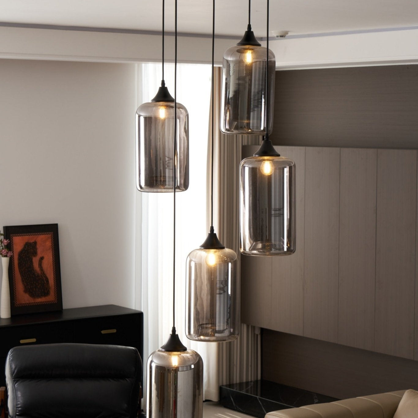 June Suspension Luminaire Industriel Verre Gris Fumé - Neutralighting