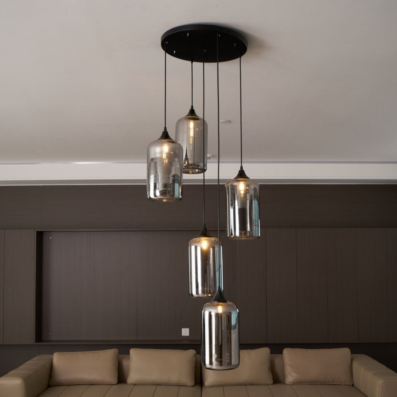 June Suspension Luminaire Industriel Verre Gris Fumé - Neutralighting