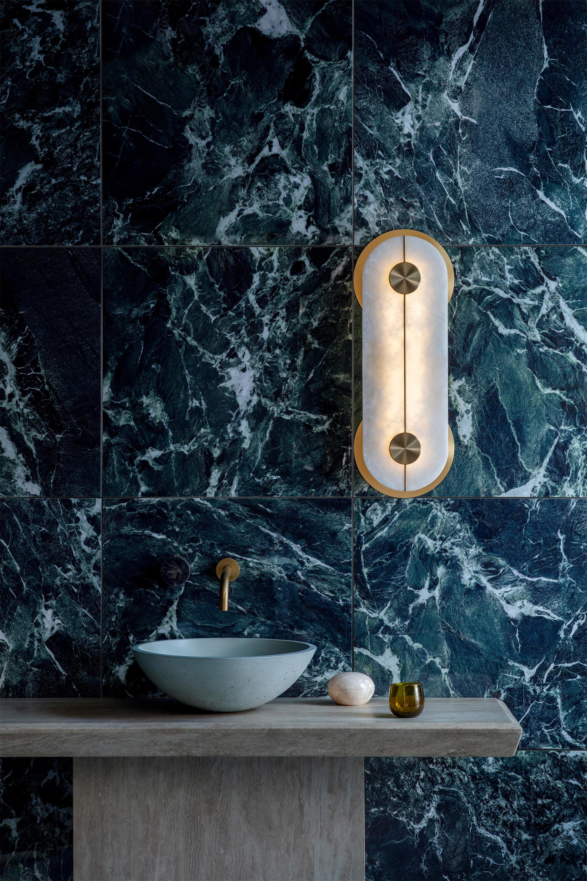 Auriel Modern Minimalist Brass Alabaster Wall Lamp - Lamp Copper