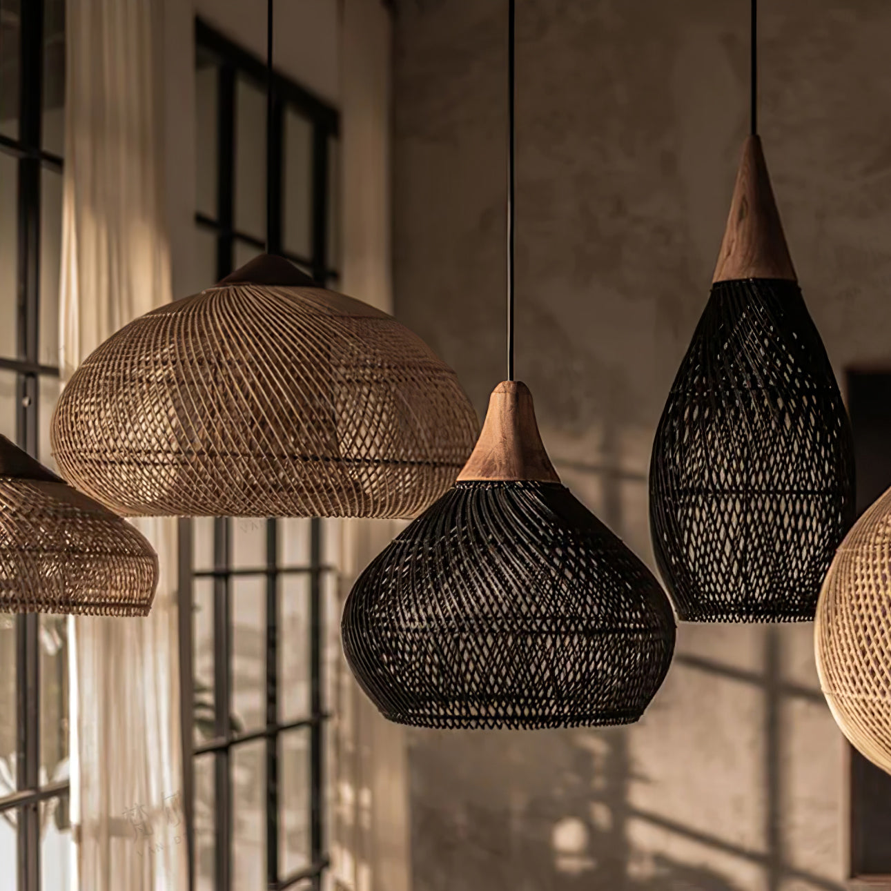 Evelyn Suspension en Rotin Tressé pour Salon - Neutralighting