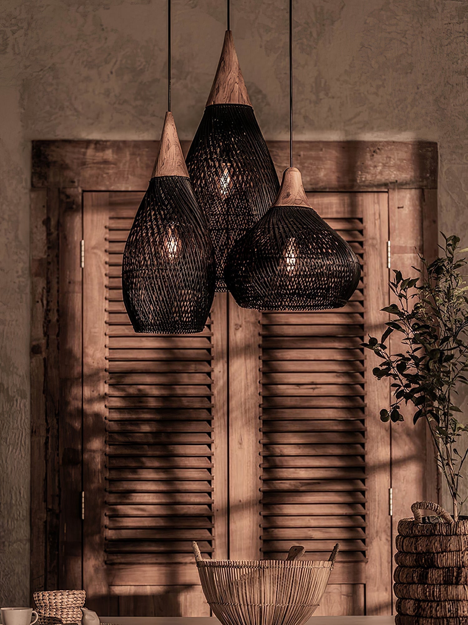 Solara Pendant Lamp Rattan Swag Woven - Letslighting