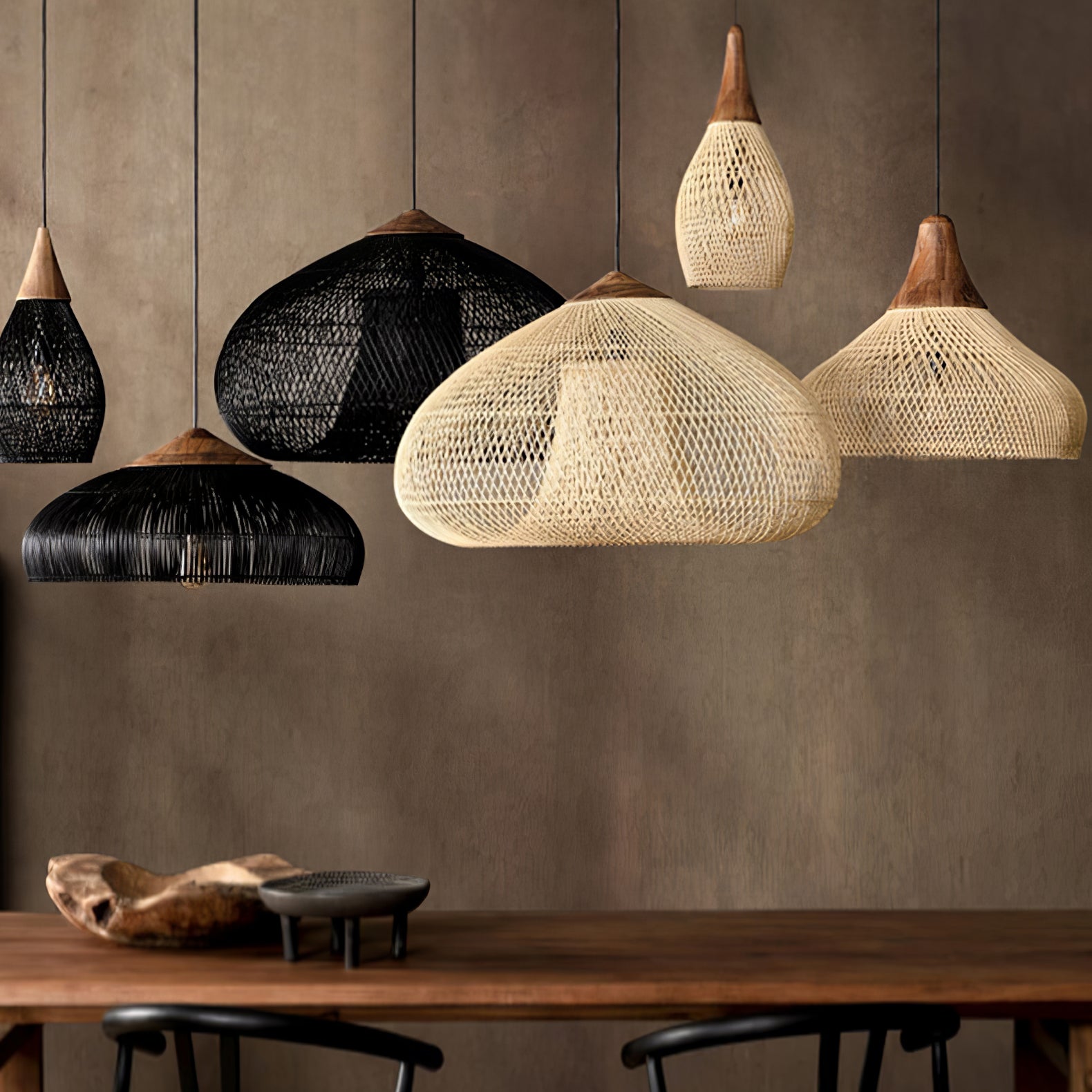 Evelyn Suspension en Rotin Tressé pour Salon - Neutralighting